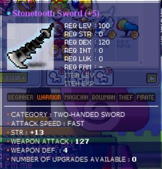 stonetooth sword A127